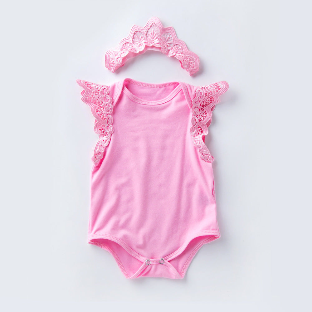Baby Girl Sleeveless Wing Romper Jumpsuit