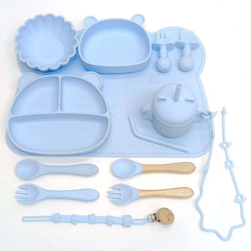 Silicone Baby Feeding Bowl And Spoon Set Plate For Meals
