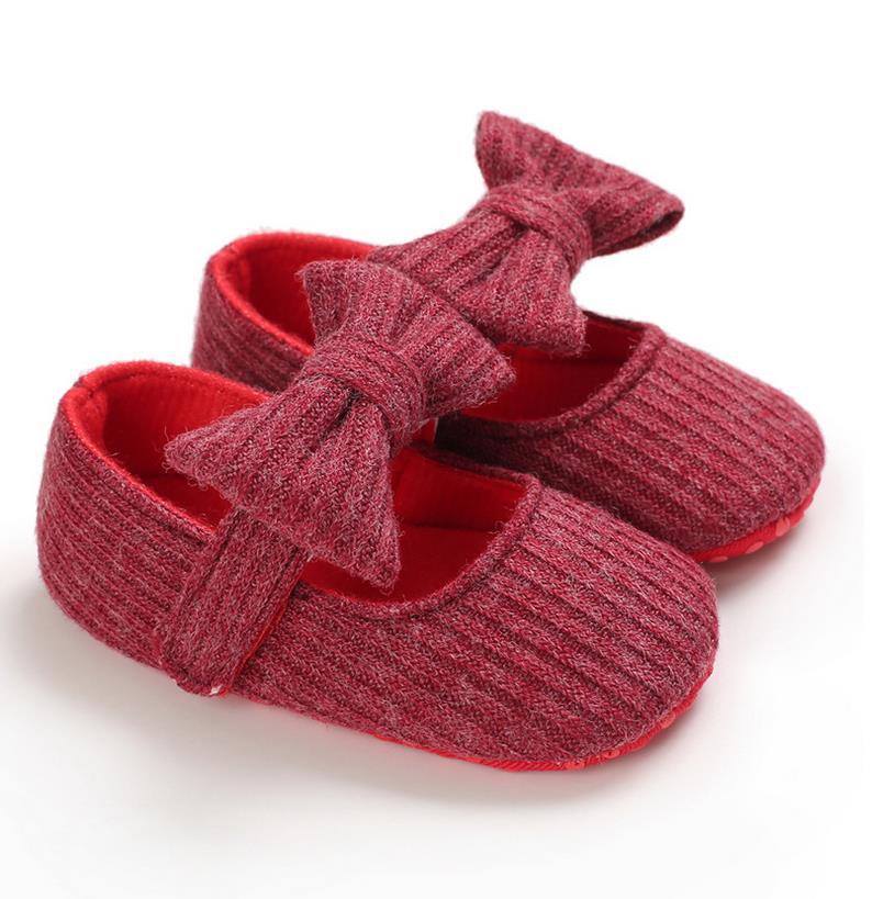 Baby Knitted Wool Bow Shoes Soft Sole Footwear
