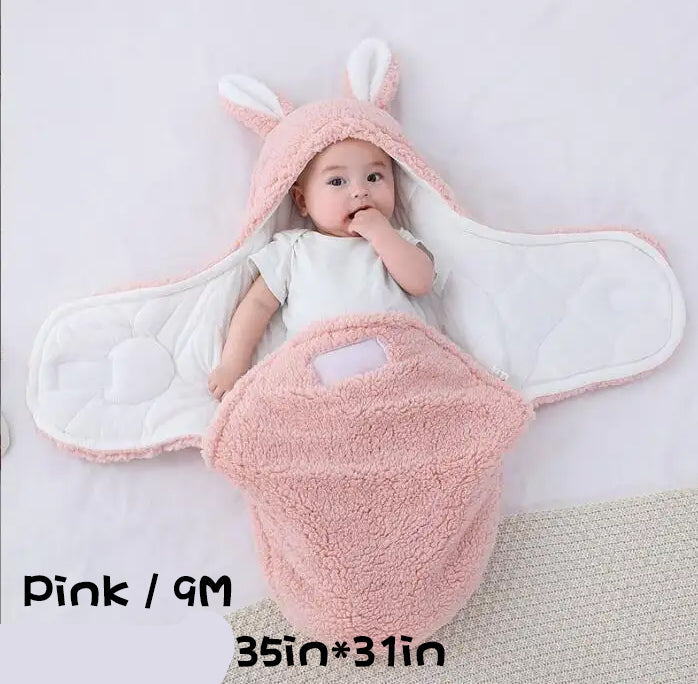 Super Soft Fleece Baby Sleeping Bag Swaddle with Head Support