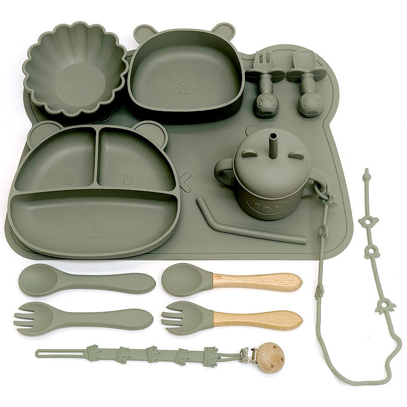 Silicone Baby Feeding Bowl And Spoon Set Plate For Meals