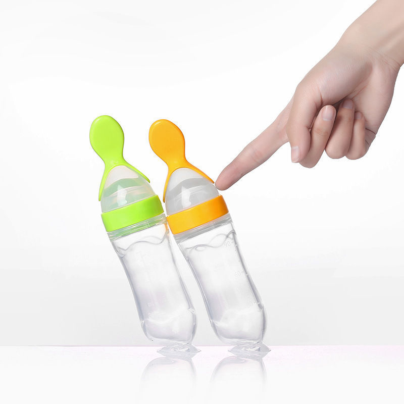 Silicone Squeeze Baby Feeding Bottle Spoon for Rice Paste Training