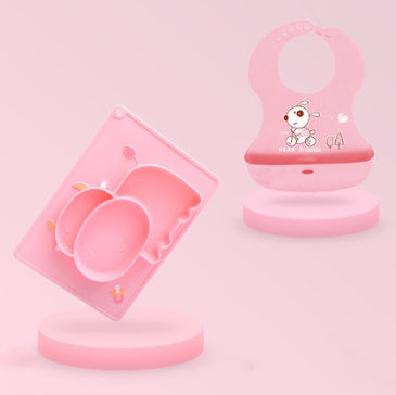 Silicone Baby Suction Bowl Cartoon Learning Feeding Bowl