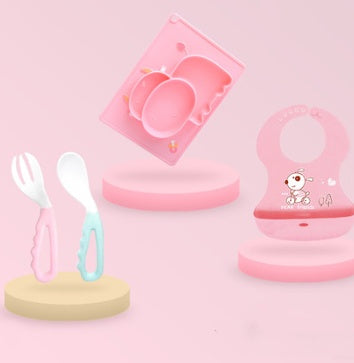 Silicone Baby Suction Bowl Cartoon Learning Feeding Bowl
