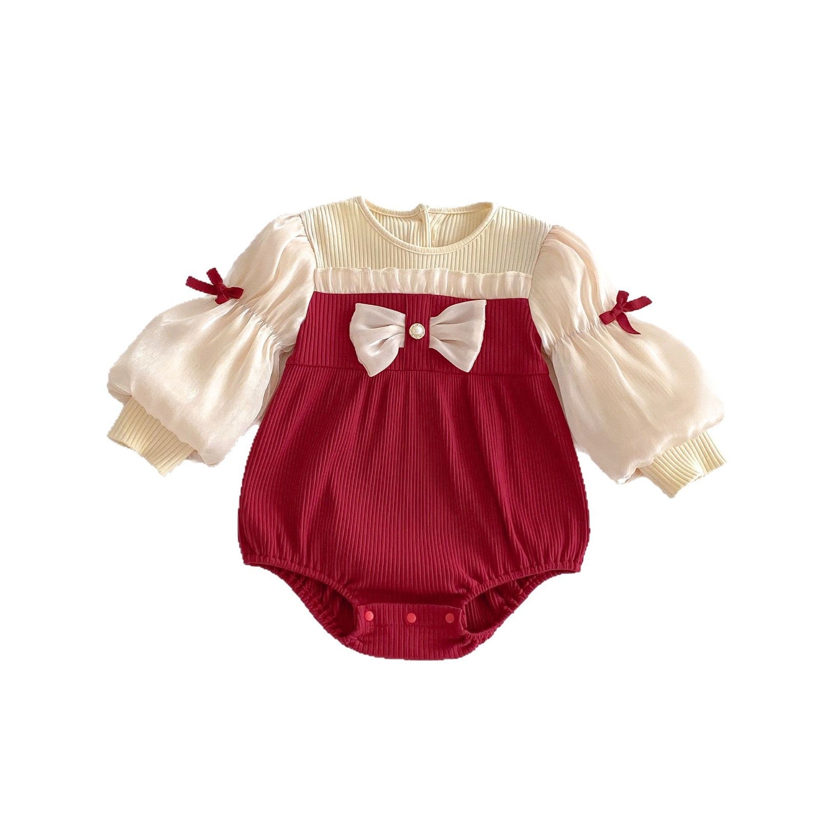 Baby Bow Puff Sleeve Romper Jumpsuit Outfit