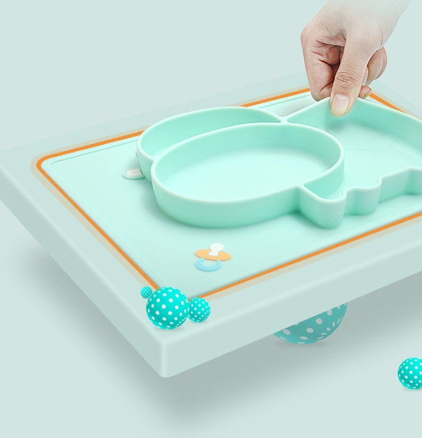 Silicone Baby Suction Bowl Cartoon Learning Feeding Bowl