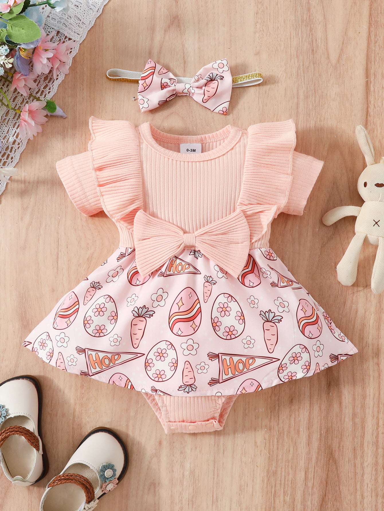 Floral Bow Baby One-Piece Triangle Romper