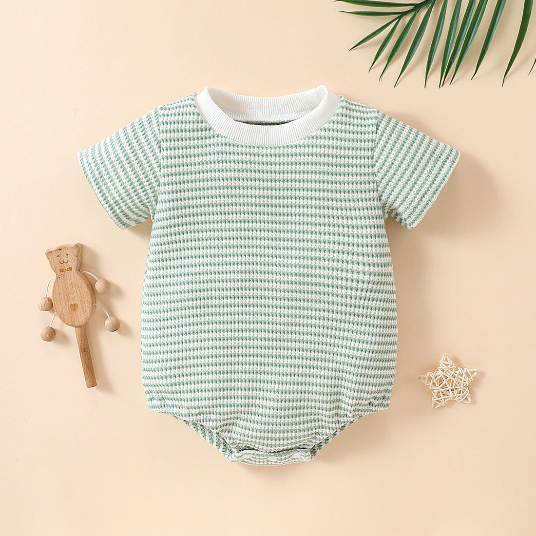 Striped Cotton Baby Short Sleeve Triangle Romper Unisex
