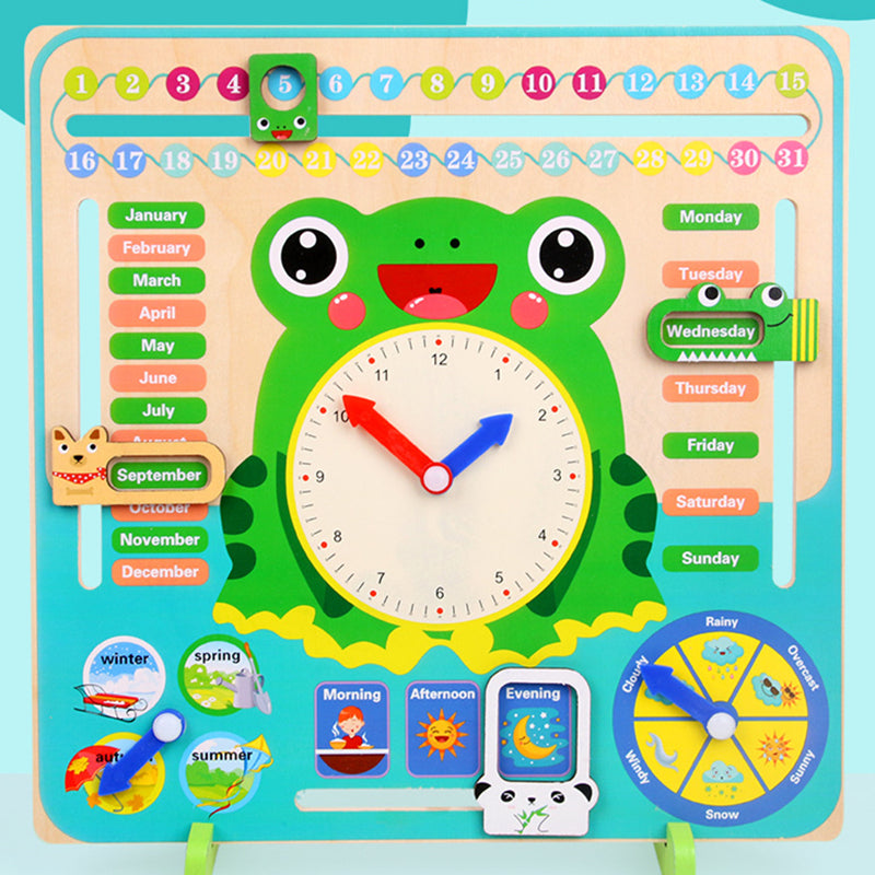 Montessori Wooden Weather Season Calendar Clock Educational Cognition Toy for Preschool Children