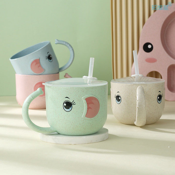 Silicone Baby Feeding Bottle with Straw Kids Drinking Mug