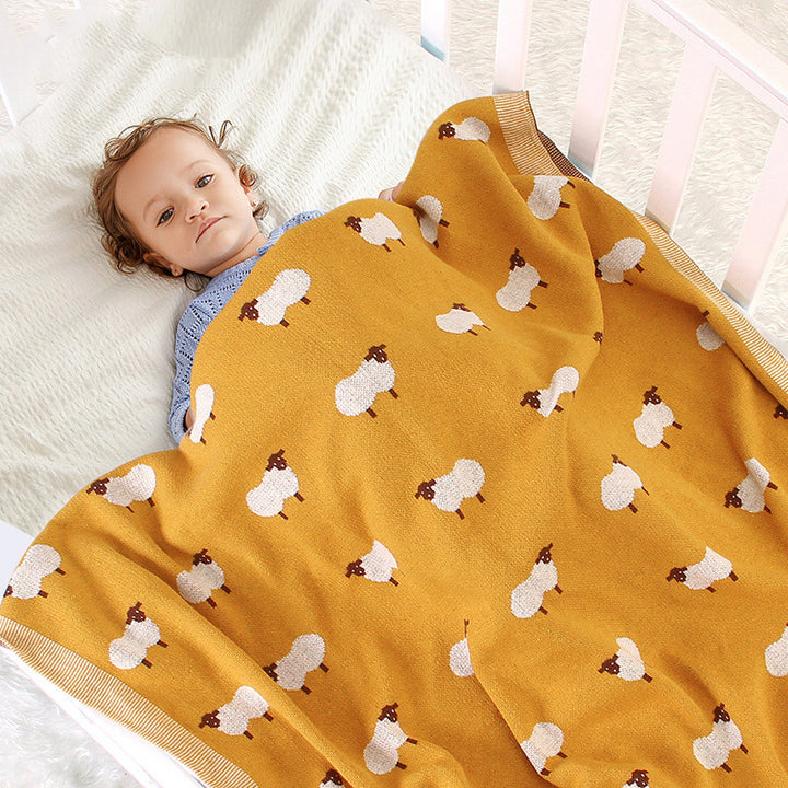 Knitted Lamb Baby Blanket Hug Soft Warm Newborn Comfort Cover