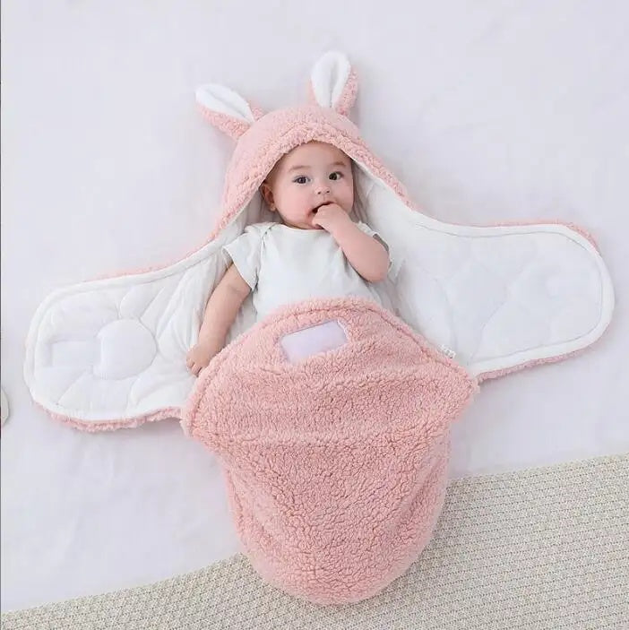 Super Soft Fleece Baby Sleeping Bag Swaddle with Head Support