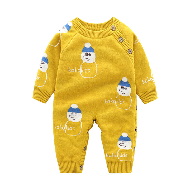 Newborn Baby Crawling Outfit With Thick Warm Harness