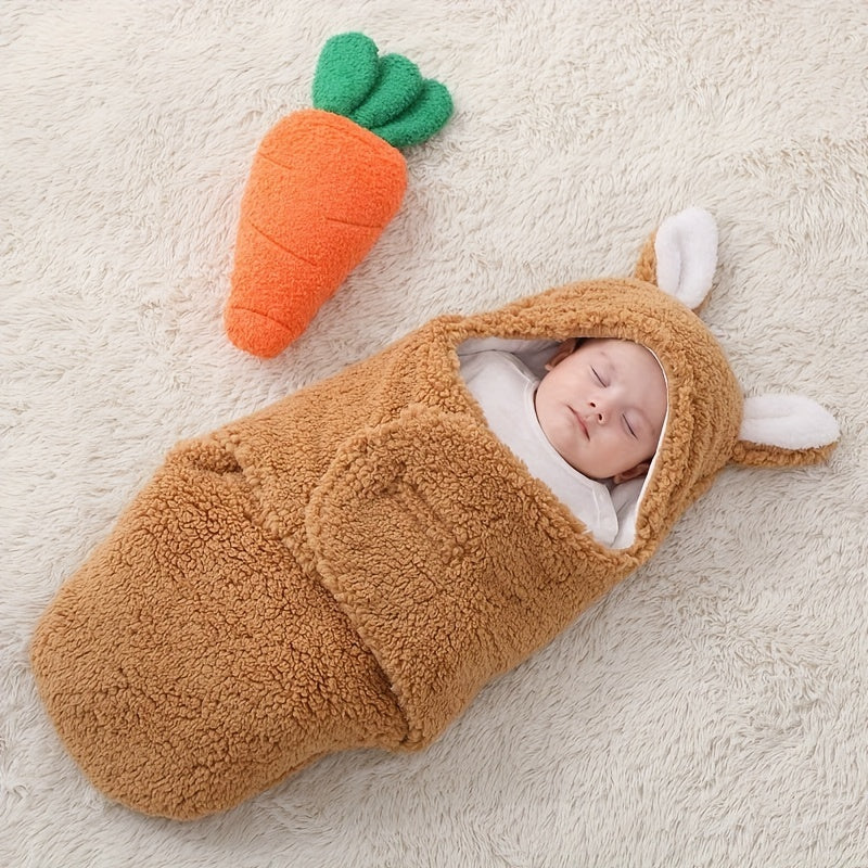 Super Soft Fleece Baby Sleeping Bag Swaddle with Head Support