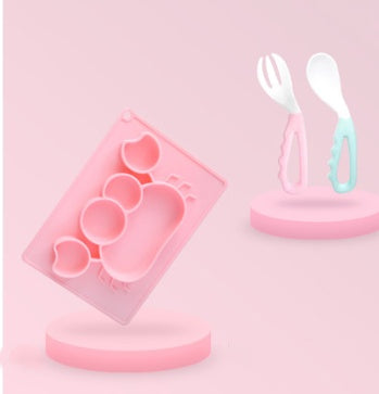 Silicone Baby Suction Bowl Cartoon Learning Feeding Bowl
