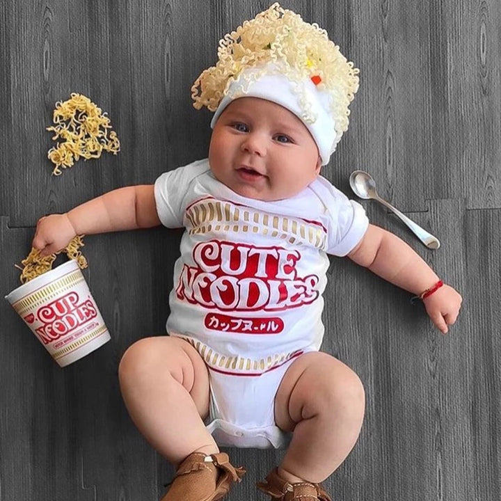 Cute Noodles Baby Short Sleeve Triangle Romper