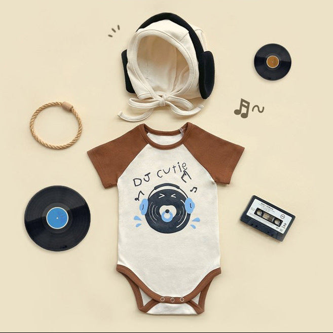 Baby DJ Print Romper Cute Modeling Jumpsuit