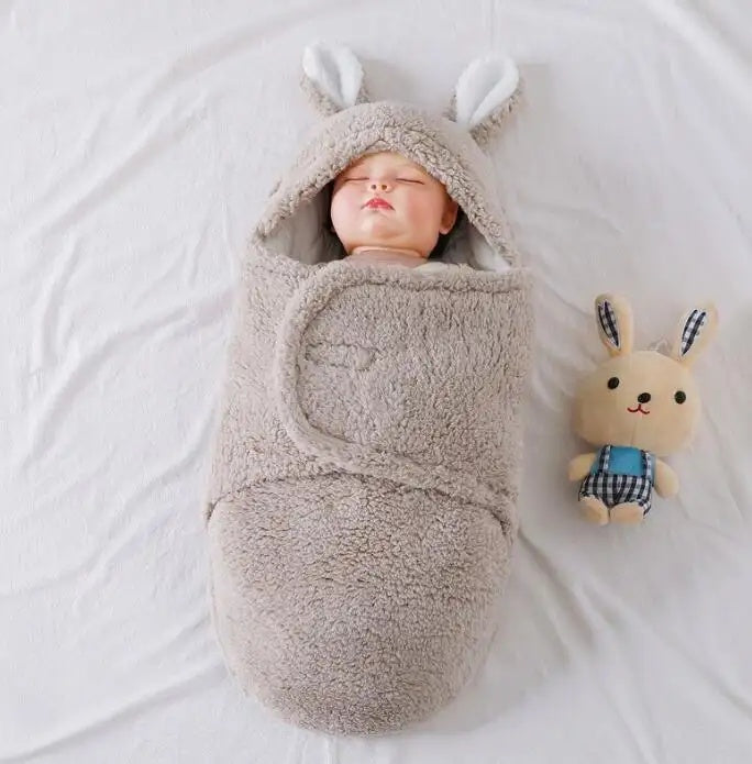 Super Soft Fleece Baby Sleeping Bag Swaddle with Head Support