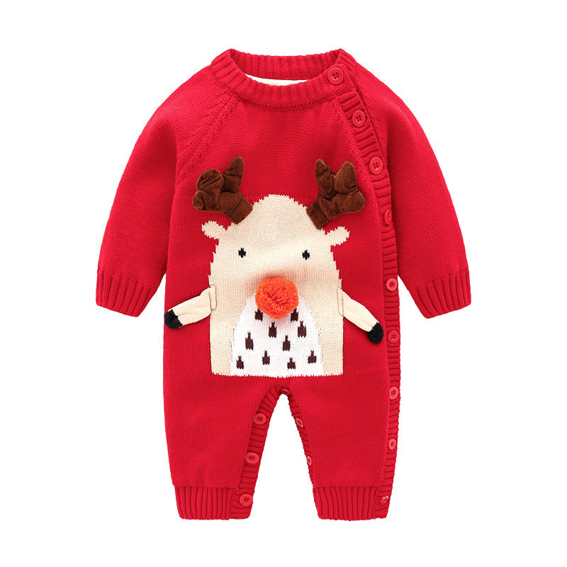Newborn Baby Crawling Outfit With Thick Warm Harness