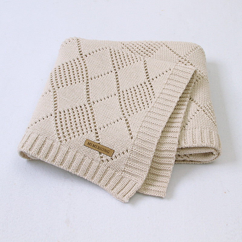 Solid Color Knitted Baby Blanket Quilt for Newborn Warm Comfort