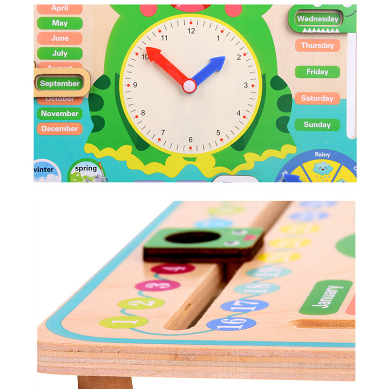 Montessori Wooden Weather Season Calendar Clock Educational Cognition Toy for Preschool Children