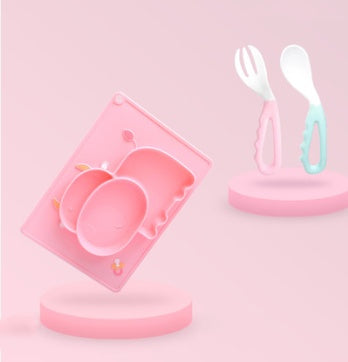 Silicone Baby Suction Bowl Cartoon Learning Feeding Bowl