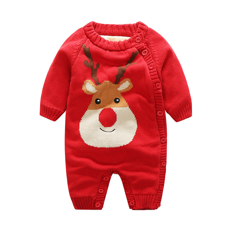 Newborn Baby Crawling Outfit With Thick Warm Harness