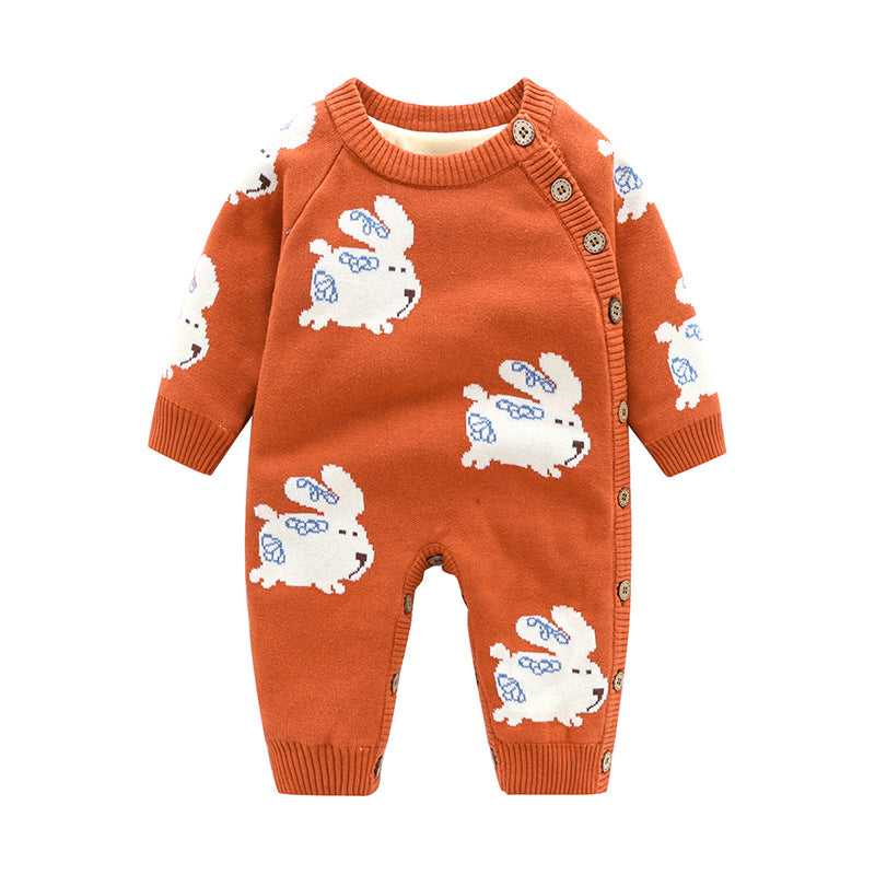 Newborn Baby Crawling Outfit With Thick Warm Harness