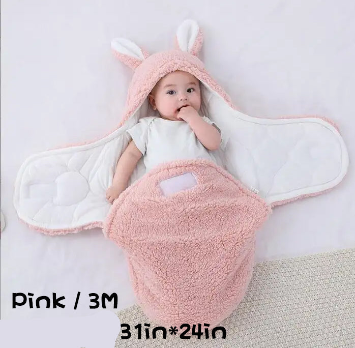 Super Soft Fleece Baby Sleeping Bag Swaddle with Head Support