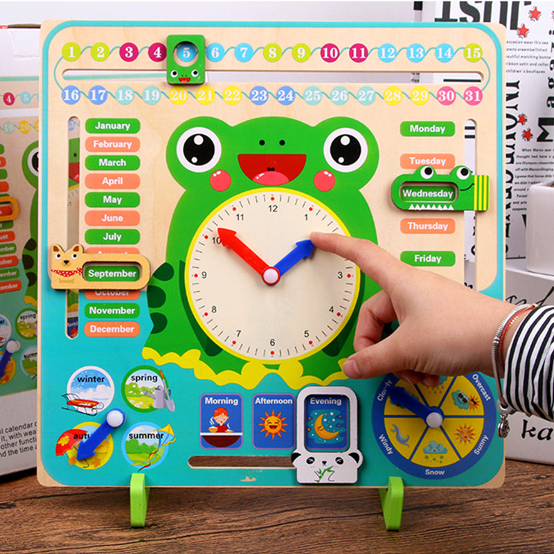Montessori Wooden Weather Season Calendar Clock Educational Cognition Toy for Preschool Children