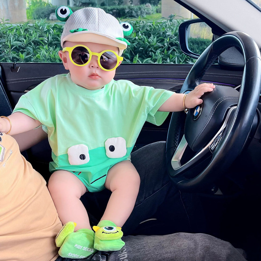 Cotton Baby Frog Triangle Romper