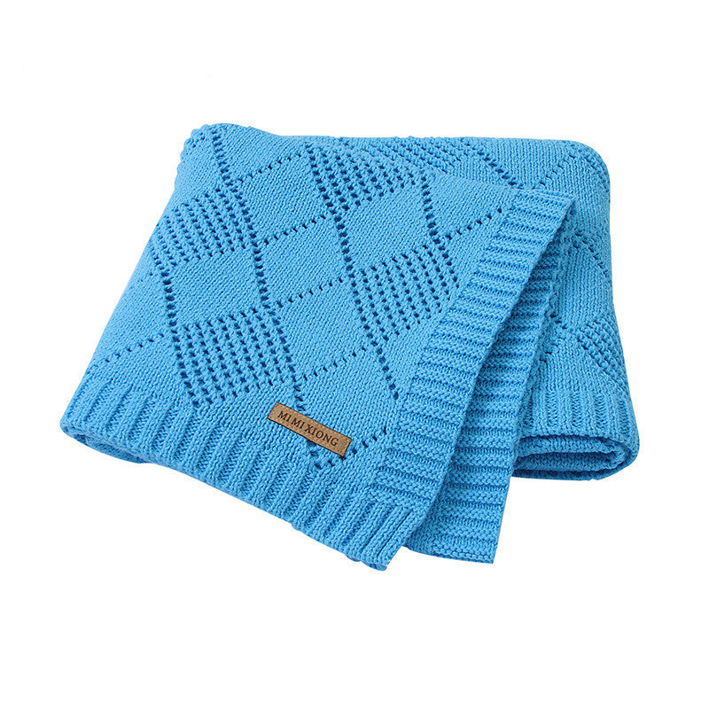 Solid Color Knitted Baby Blanket Quilt for Newborn Warm Comfort