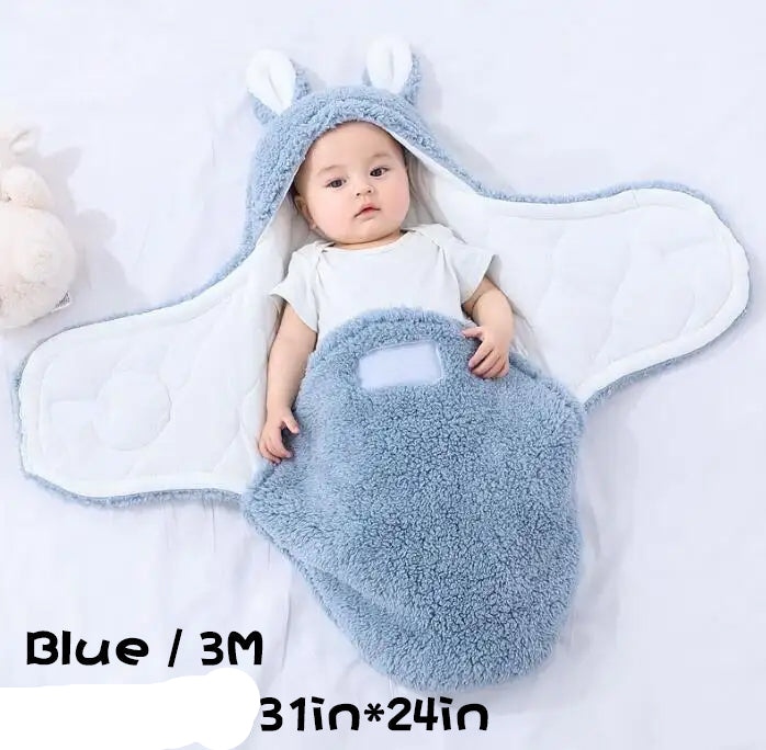 Super Soft Fleece Baby Sleeping Bag Swaddle with Head Support