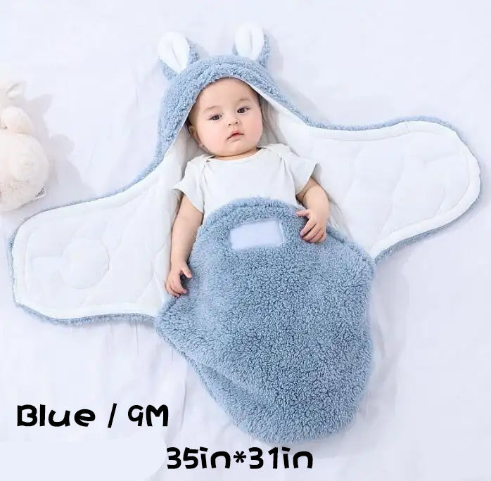 Super Soft Fleece Baby Sleeping Bag Swaddle with Head Support