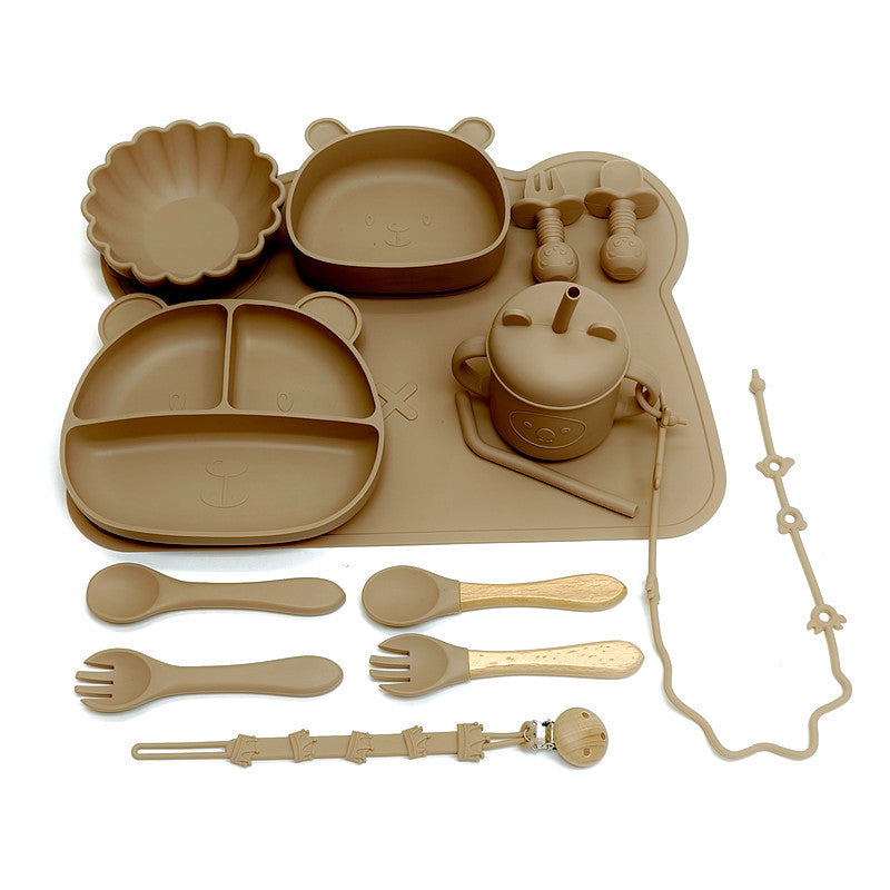 Silicone Baby Feeding Bowl And Spoon Set Plate For Meals