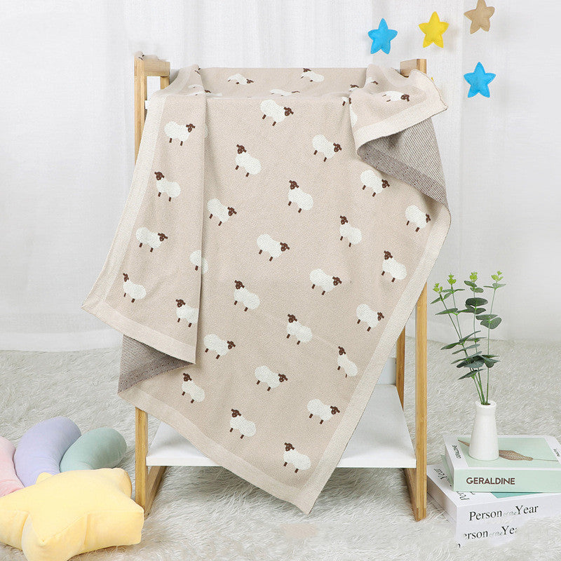 Knitted Lamb Baby Blanket Hug Soft Warm Newborn Comfort Cover