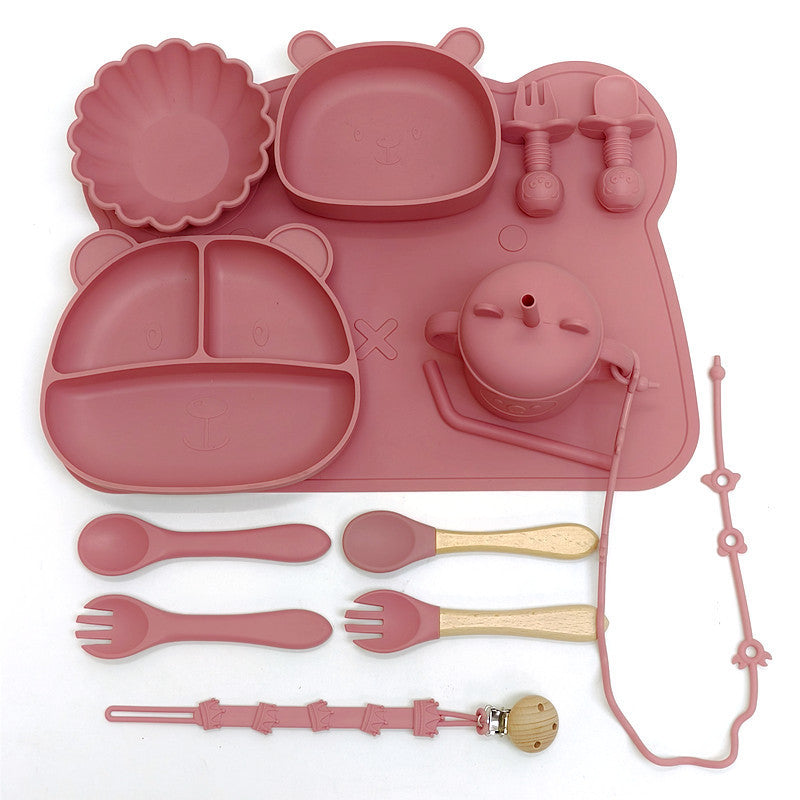 Silicone Baby Feeding Bowl And Spoon Set Plate For Meals