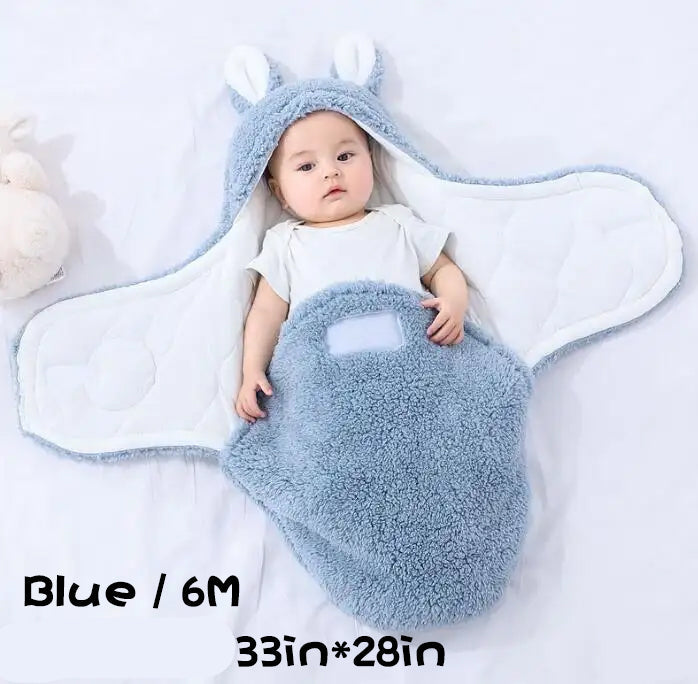 Super Soft Fleece Baby Sleeping Bag Swaddle with Head Support