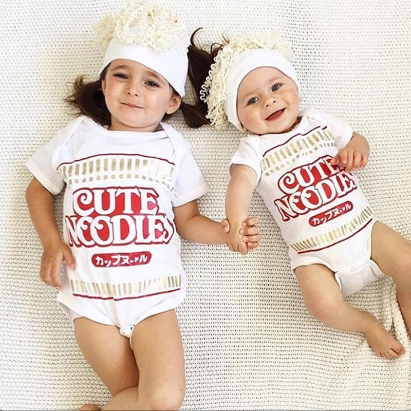 Cute Noodles Baby Short Sleeve Triangle Romper