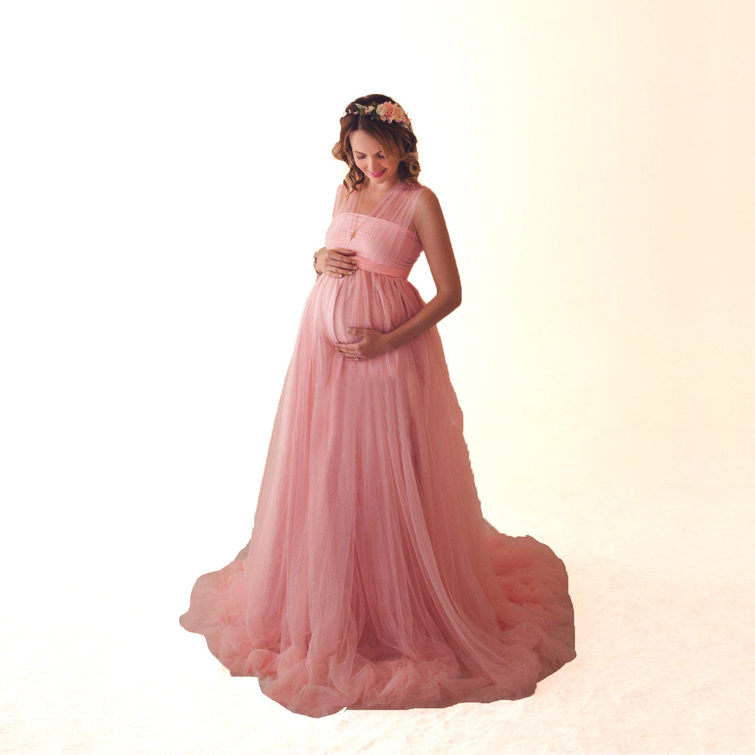 Net Gauze Bandage Maternity Dress for Comfortable Pregnancy Wear