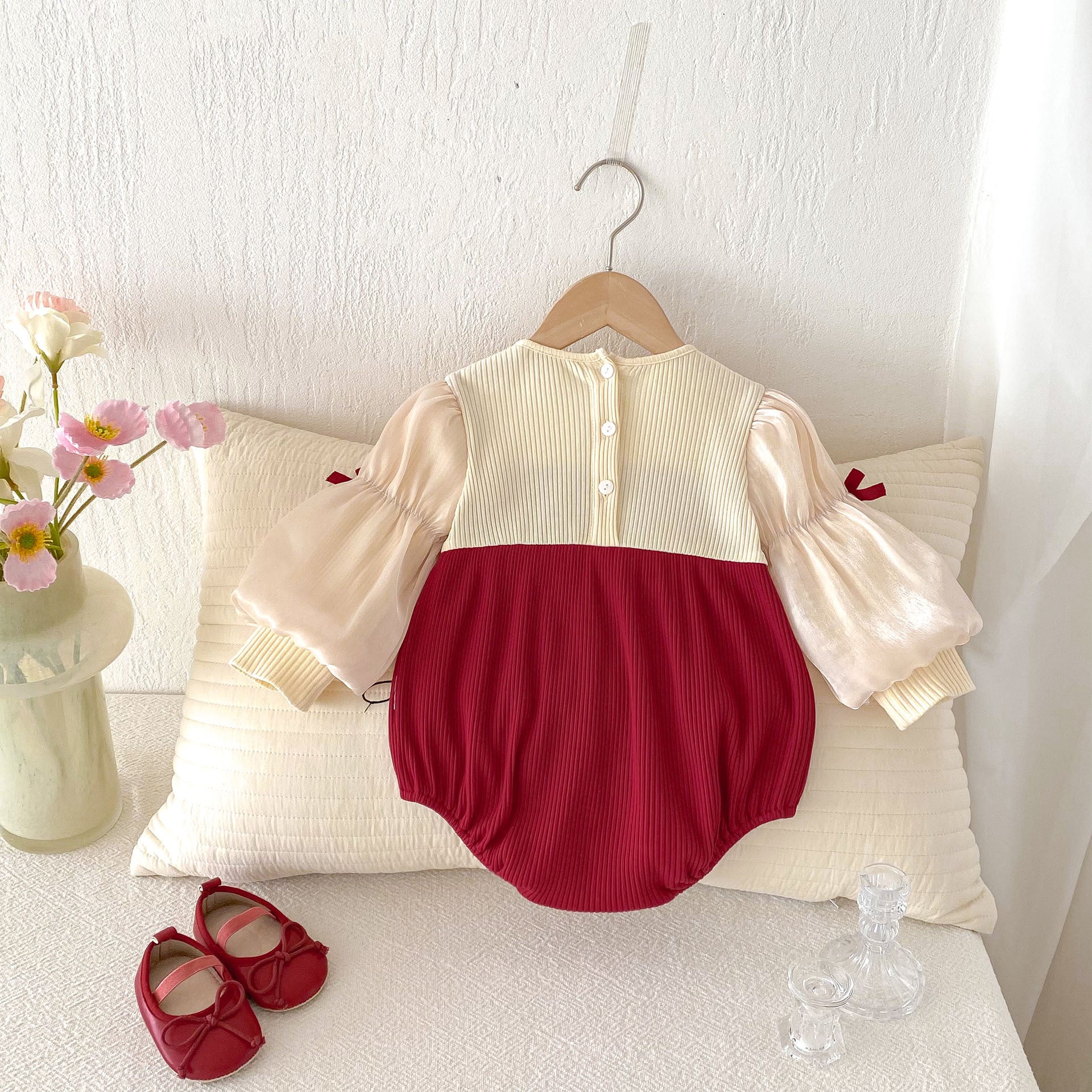 Baby Bow Puff Sleeve Romper Jumpsuit Outfit