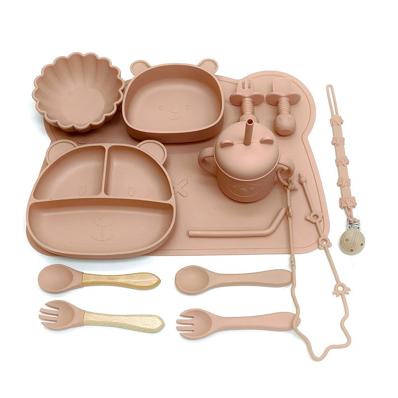 Silicone Baby Feeding Bowl And Spoon Set Plate For Meals