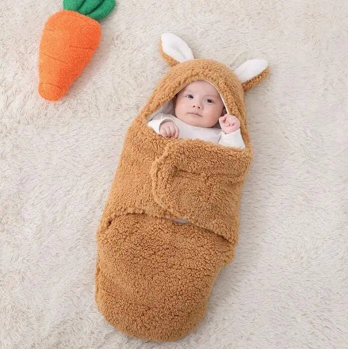 Super Soft Fleece Baby Sleeping Bag Swaddle with Head Support