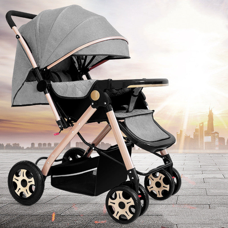 Foldable Baby Stroller Sit And Lie With Shock Absorption Lightweight Design
