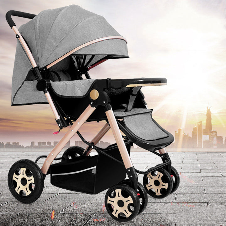 Foldable Baby Stroller Sit And Lie With Shock Absorption Lightweight Design