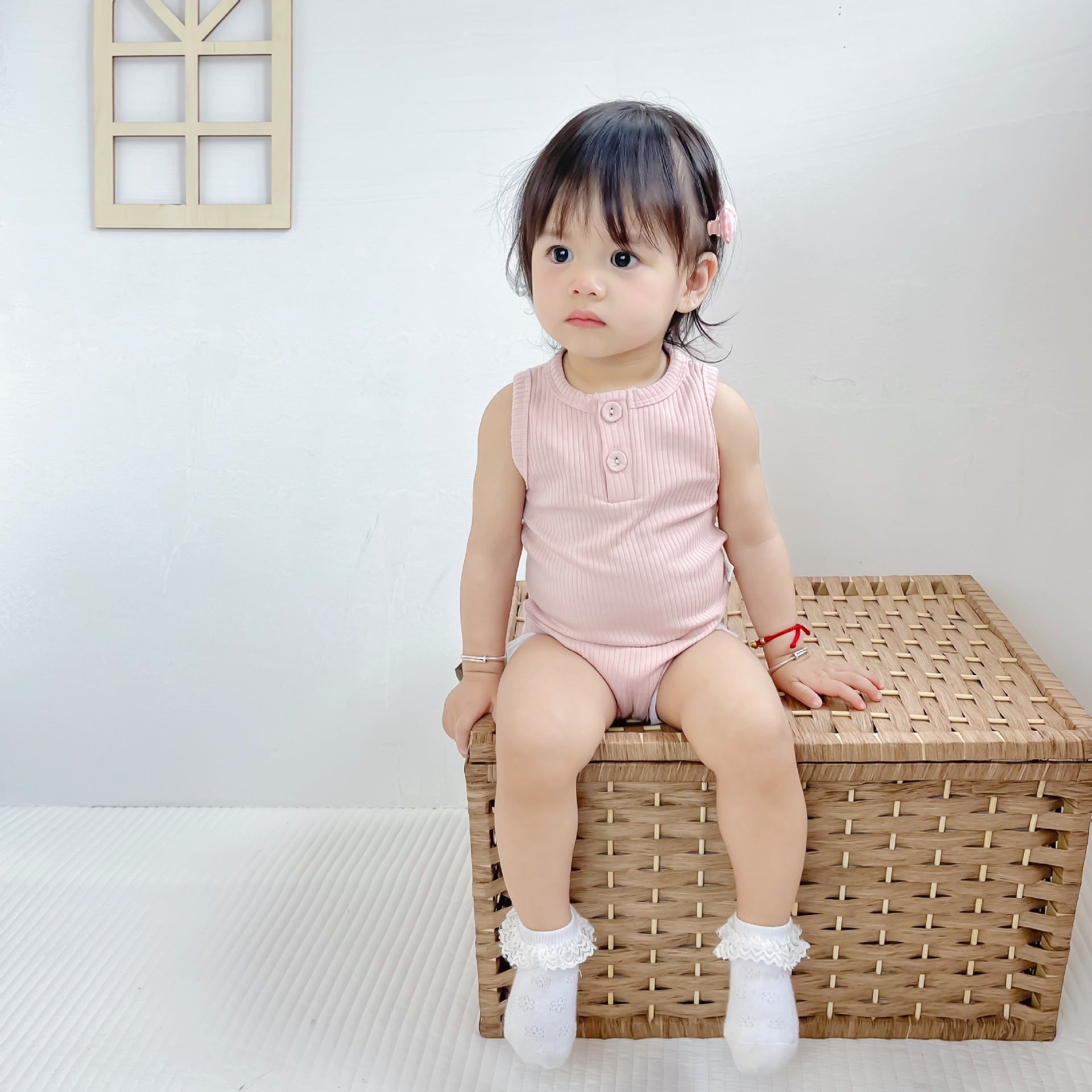 Pure Cotton Baby Girl Striped Vest Romper