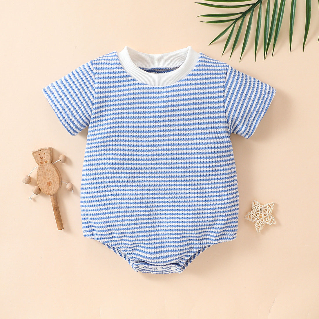 Striped Cotton Baby Short Sleeve Triangle Romper Unisex