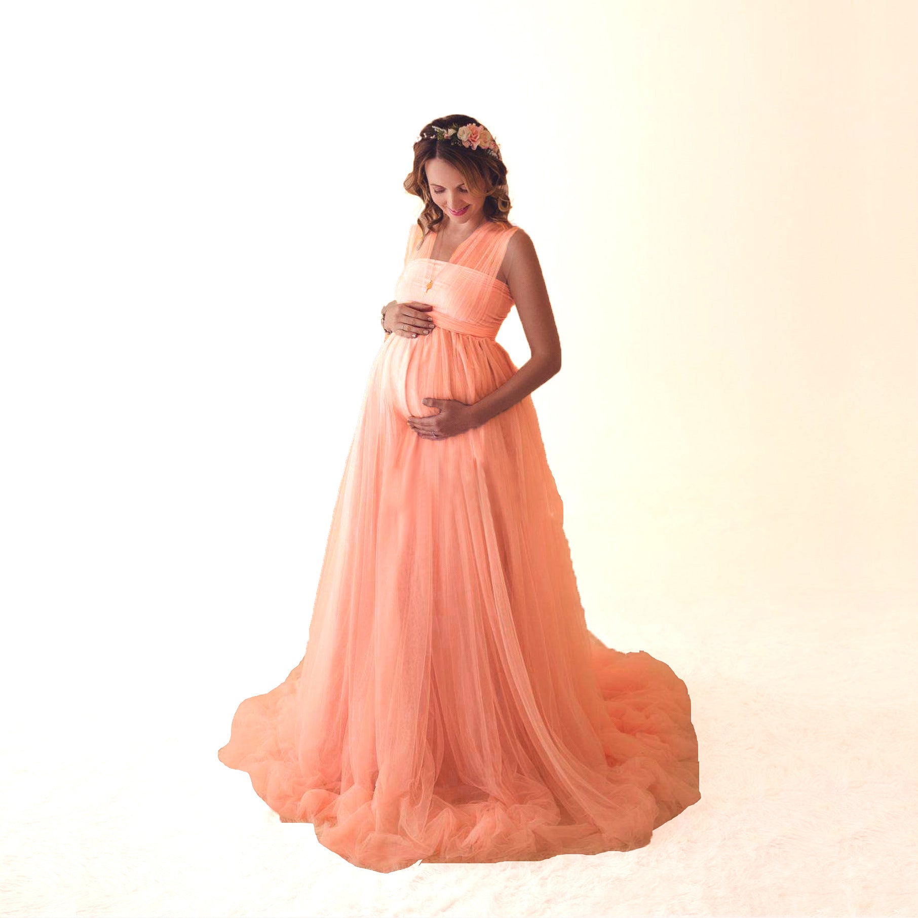 Net Gauze Bandage Maternity Dress for Comfortable Pregnancy Wear