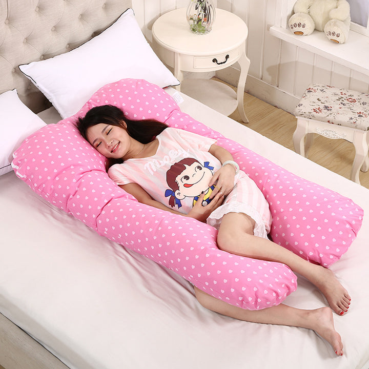 Pure Cotton Solid Color U-Shaped Maternity Pillow for Pregnancy Comfort