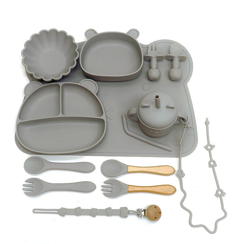 Silicone Baby Feeding Bowl And Spoon Set Plate For Meals